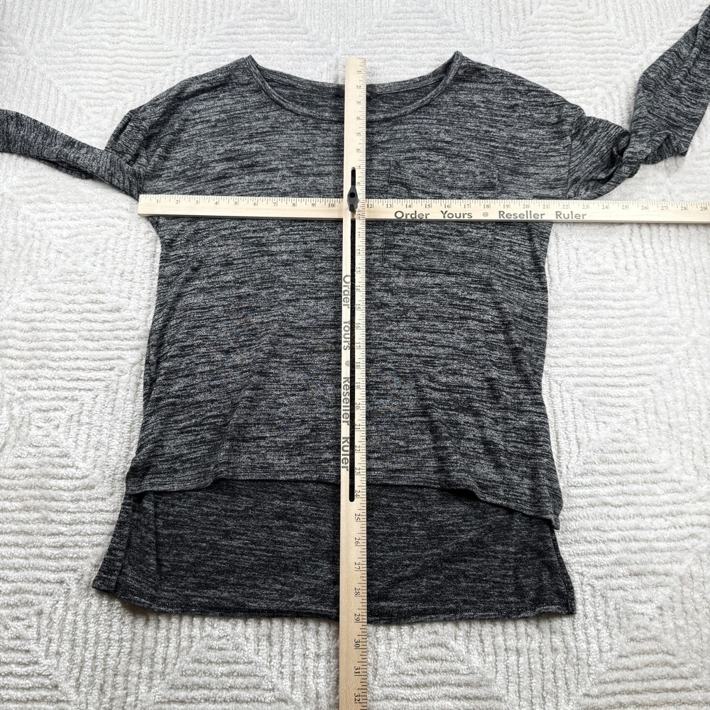 Banana Republic Shirt Womens M Gray Marled Knit Long Sleeve Hi Low Tunic Top - Picture 3 of 8
